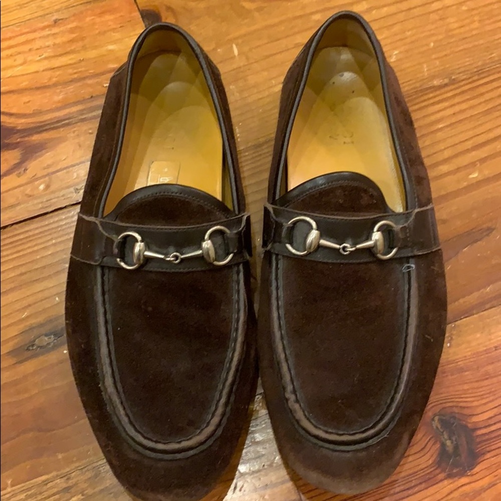 Gucci brown suede driver loafers